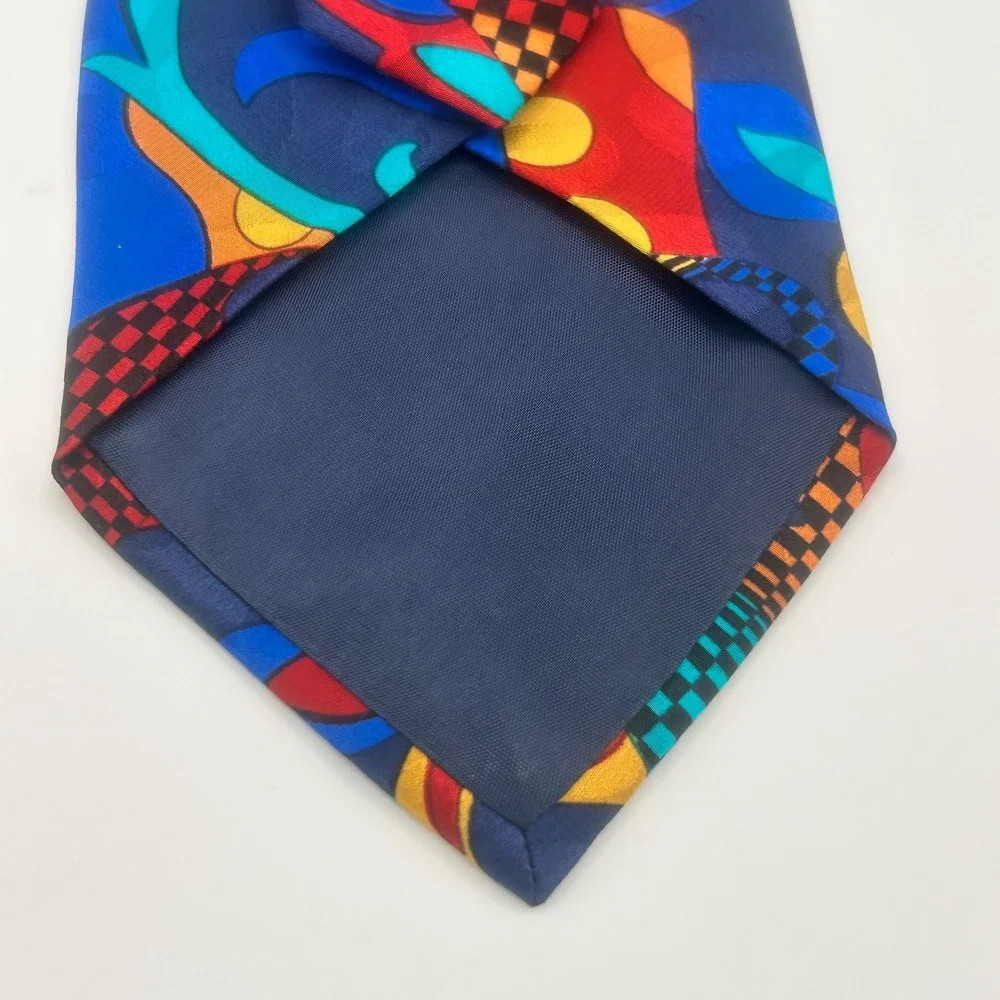 Missoni Cravatte Italy Mens Silk Tie Abstract Geometric Multi Color Vintage 90s
